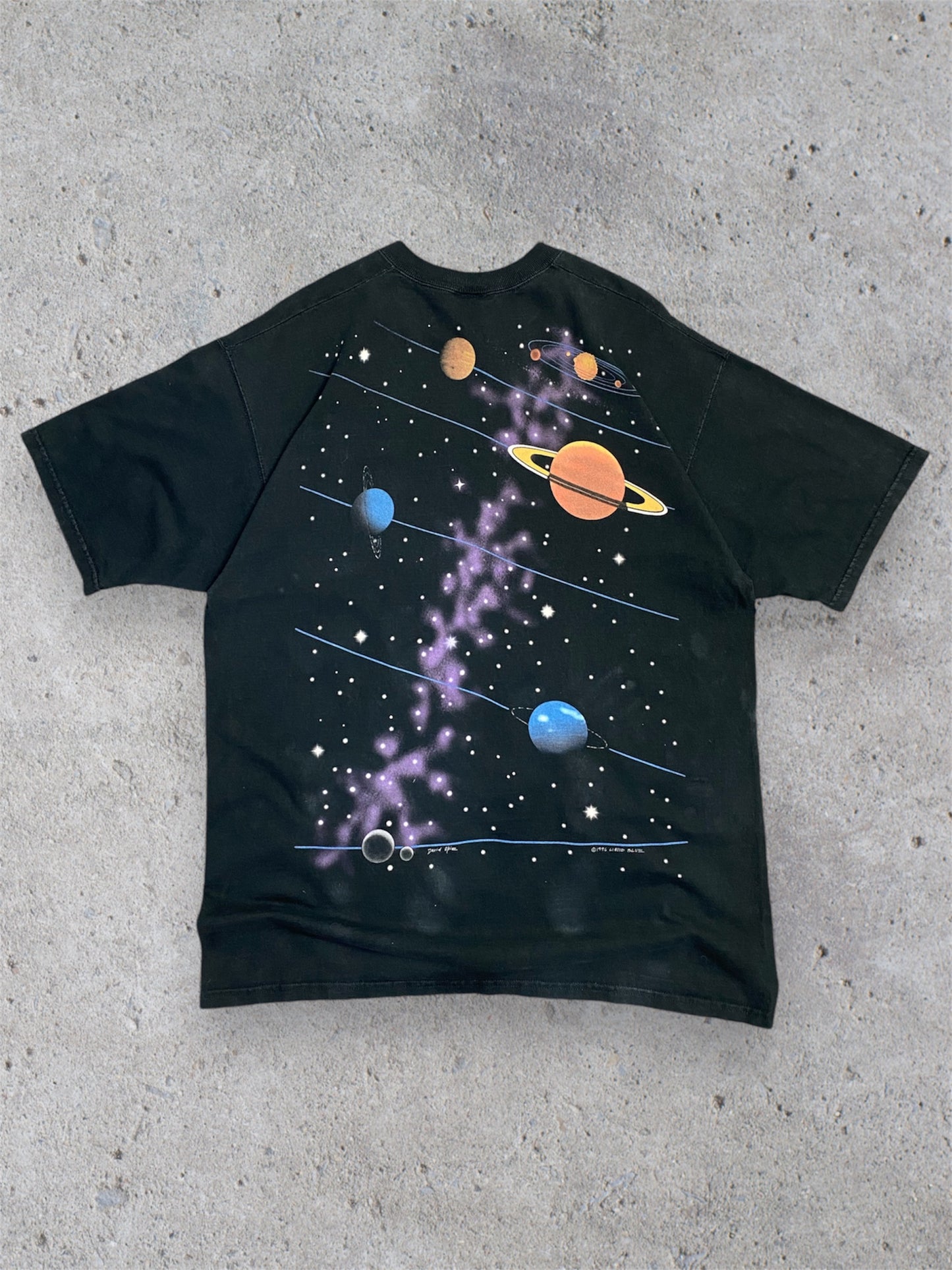 Vintage 90s Liquid Blue Space Galaxy All Over Print T-shirt XL