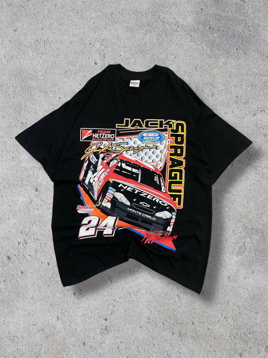 Vintage NASCAR T-shirt 2002 Jack Sprague Busch #24 NetZero Car Full Print AOP L