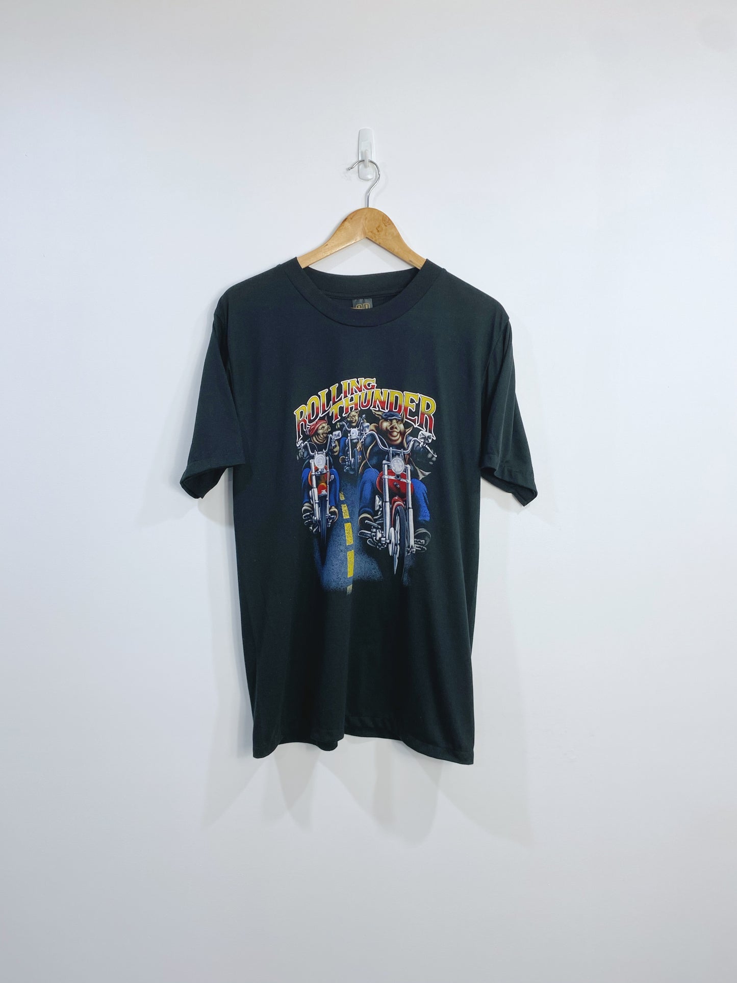 Vintage 3D Emblem Biker T-shirt M