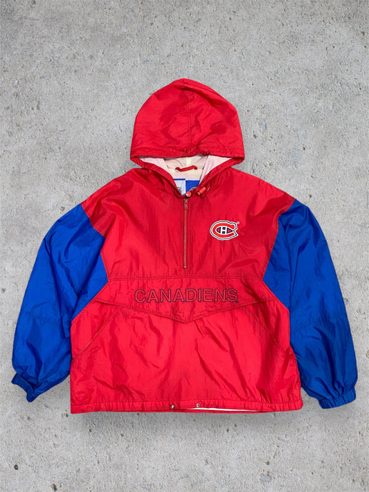 Vintage 90s Canadiens Embroidered Windbreaker L