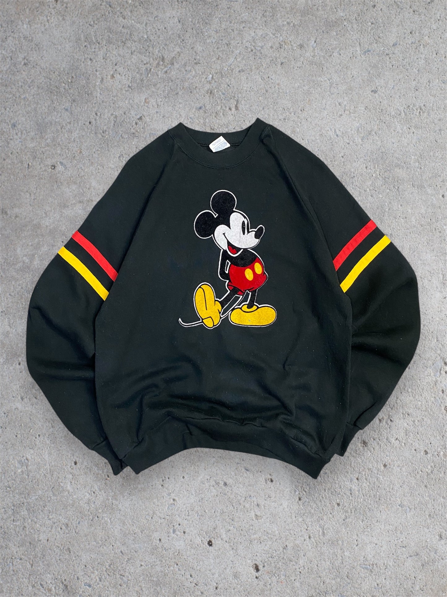 Vintage 80s Walt Disney Mickey Mouse Felt Rare Sweatshirt M