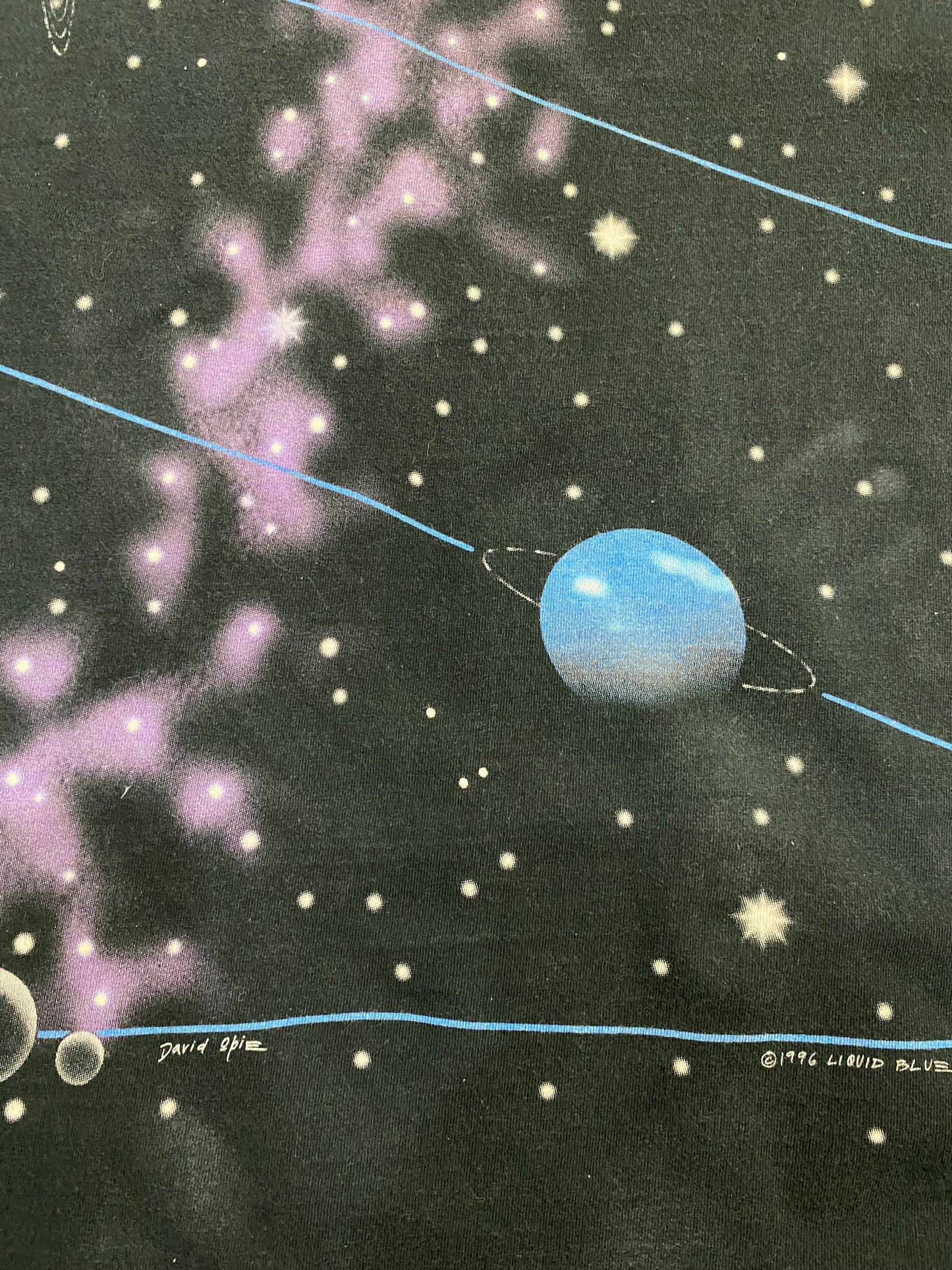 Vintage 90s Liquid Blue Space Galaxy All Over Print T-shirt XL