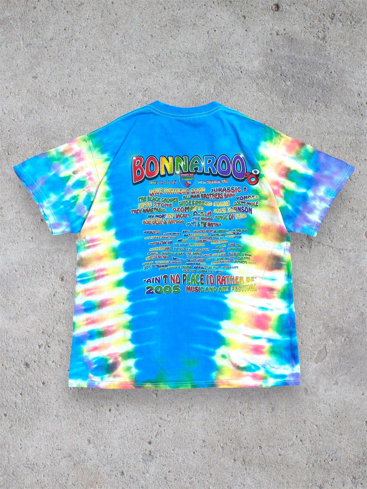 Vintage 2005 Bonnaroo Tie-Dye Rainbow Music Festival Band T-shirt M