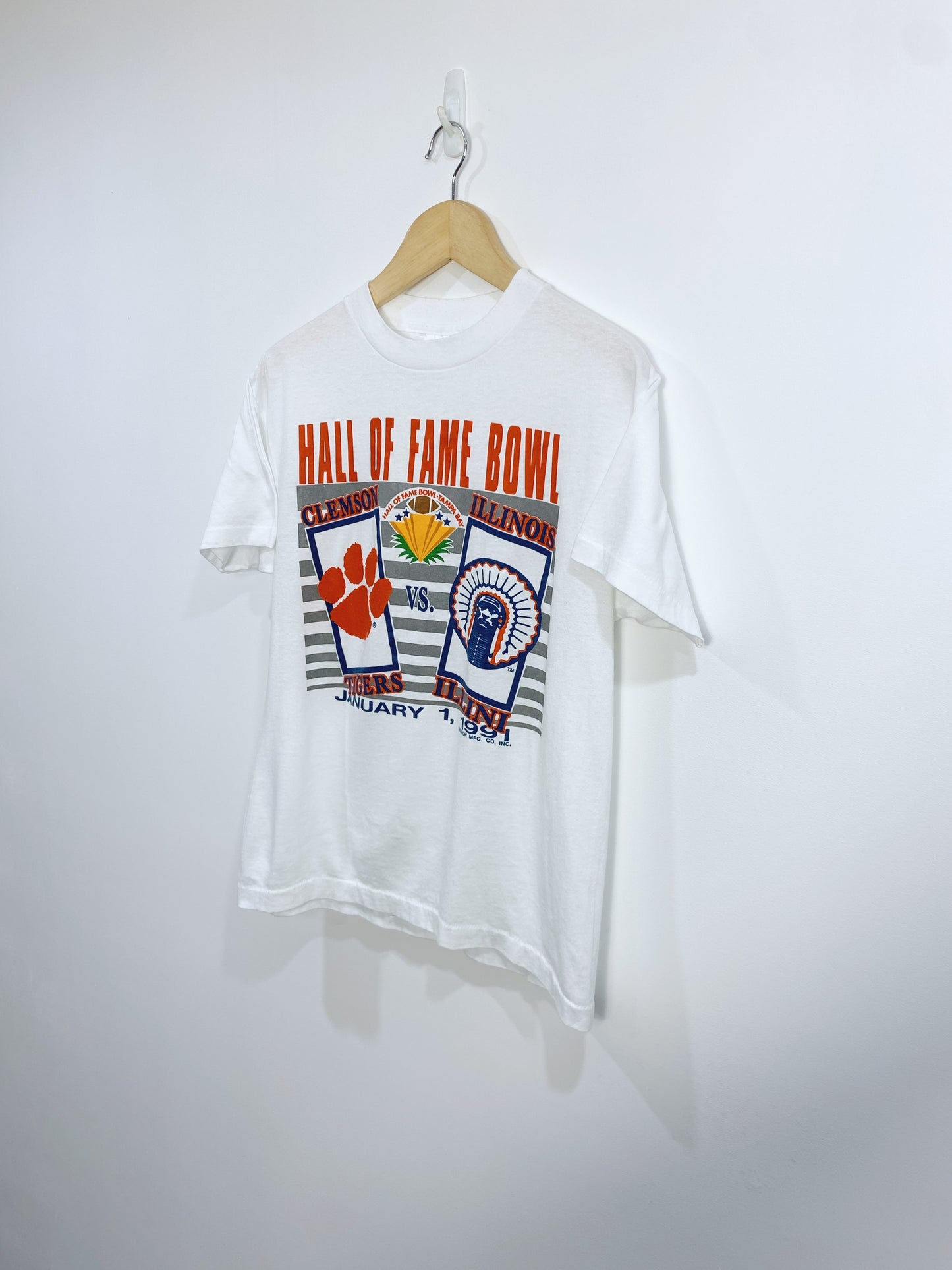 Vintage 1991 Hall Of Fame Bowl Clemson Vs Illinois T-shirt S