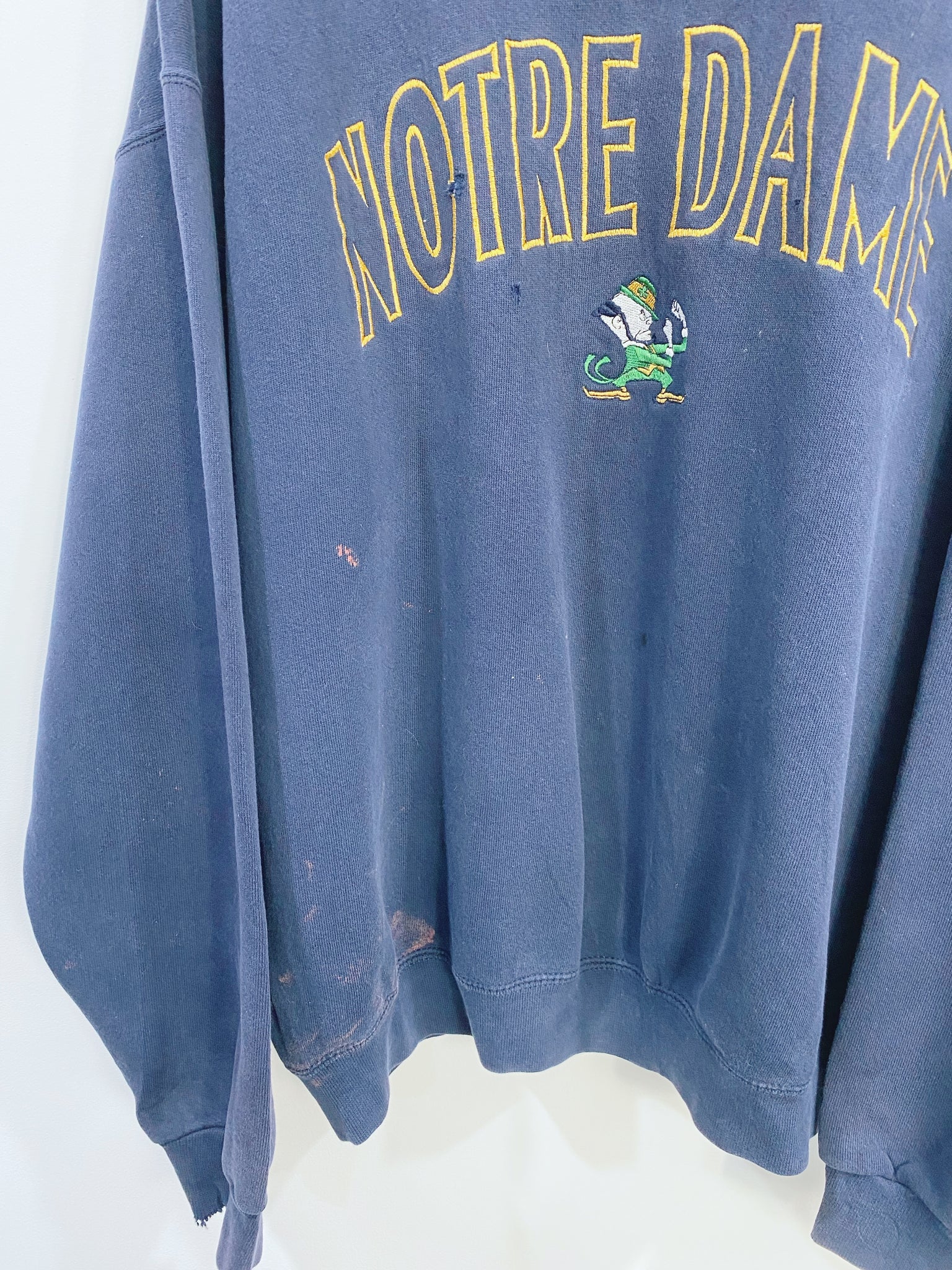 Vintage 90s Notre Dame Embroidered Sweatshirt L