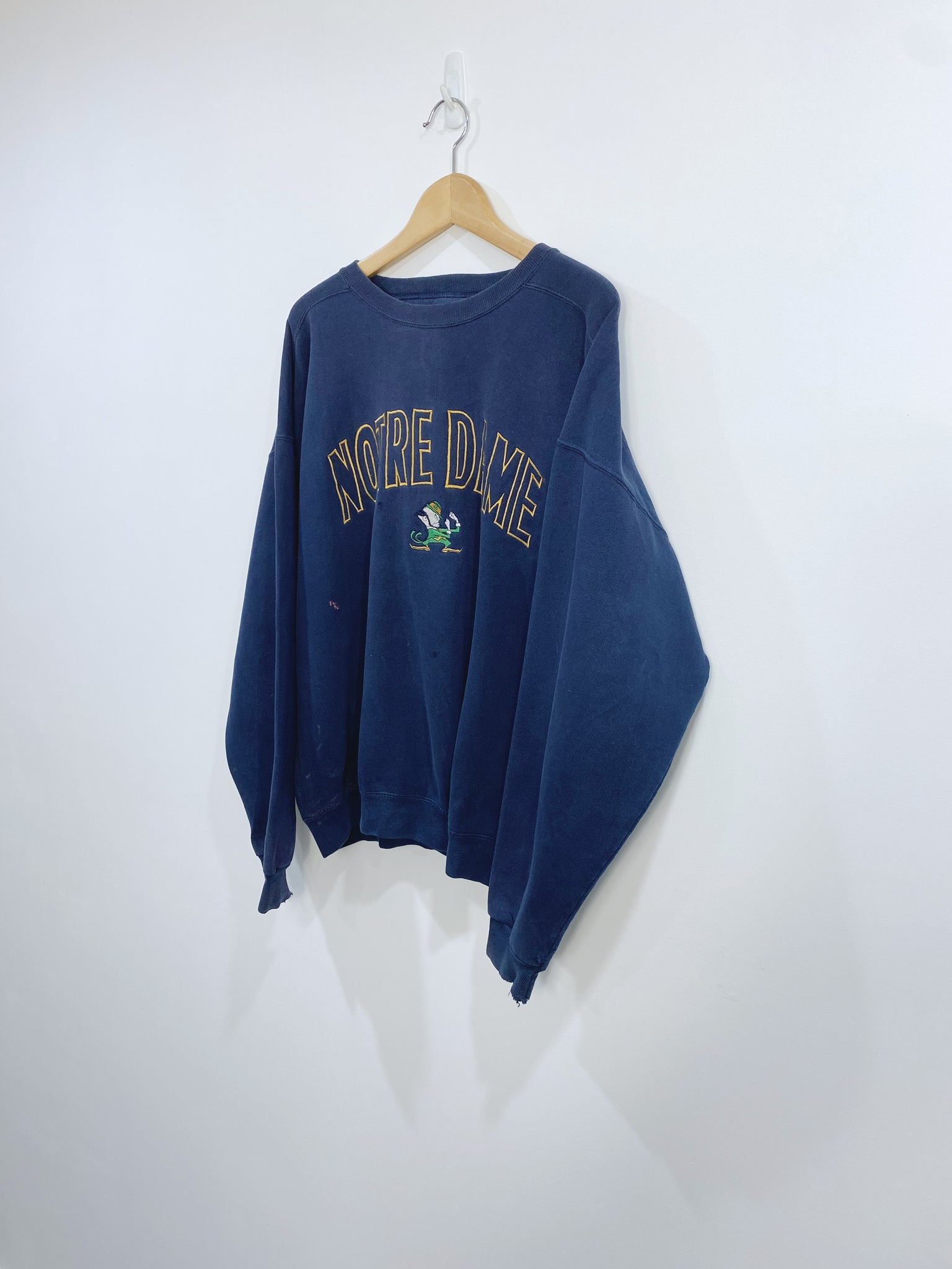 Vintage 90s Notre Dame Embroidered Sweatshirt L