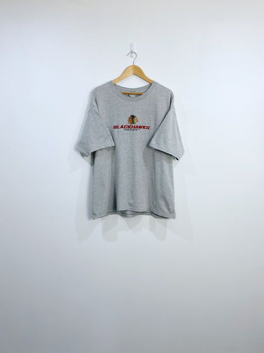 Vintage BlackHawks Embroidered T-shirt L